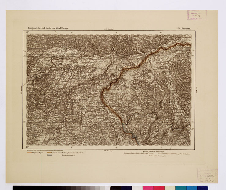 (N:16136) SPECIAL KARTE VON MITTEL EUROPA - BRAUNAU F 573 (B0012737) Carte e stampe antiche: riproduzione a colori su carta (formato A1)