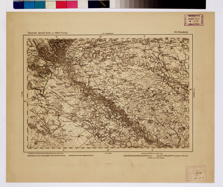 (N:16292) SPECIAL KARTE VON MITTEL EUROPA - PRESSBURG F 578 (B0012742) Carte e stampe antiche: riproduzione a colori su carta (formato A1)