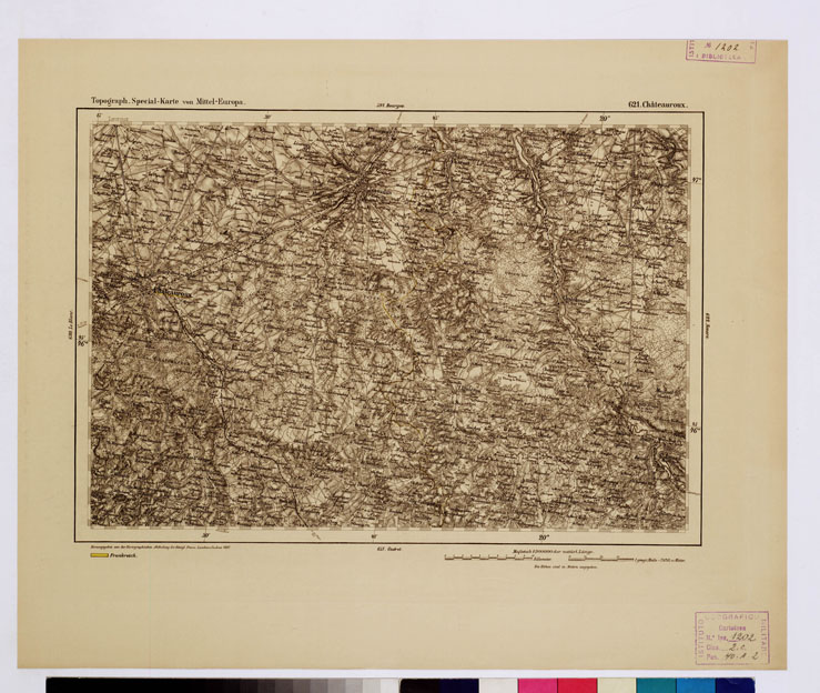 (N:16160) SPECIAL KARTE VON MITTEL EUROPA - CHATEAUROUX F 621 (B0012765) Carte e stampe antiche: riproduzione a colori su carta (formato A1)
