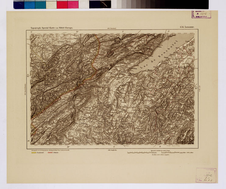 (N:16228) SPECIAL KARTE VON MITTEL EUROPA - LAUSANNE F 656 (B0012780) Carte e stampe antiche: riproduzione a colori su carta (formato A1)