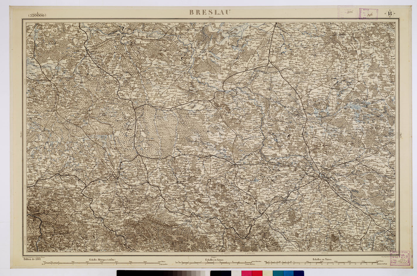 (N:8328) CARTE DE L'EUROPE CENTRALE -  F 18 BRESLAU (B0012805) Carte e stampe antiche: riproduzione a colori su carta (formato A1)