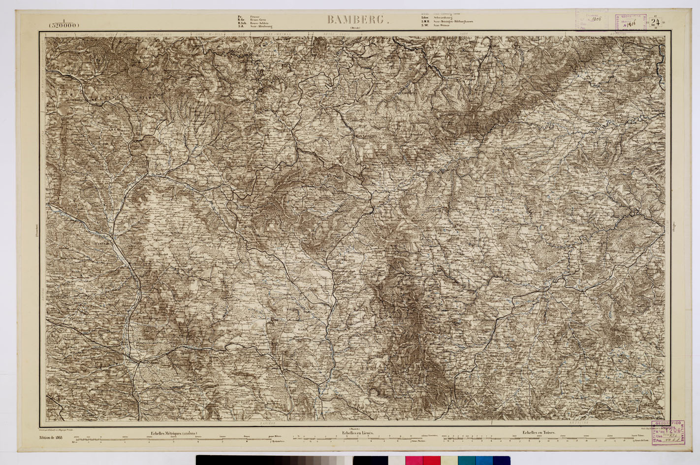(N:8326) CARTE DE L'EUROPE CENTRALE - F 24 BAMBERG (B0012809) Carte e stampe antiche: riproduzione a colori su carta (formato A1)
