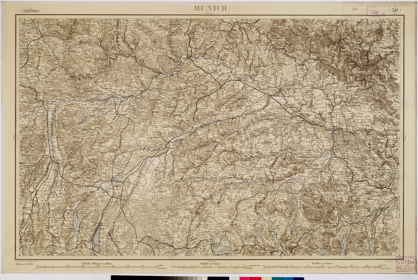 (N:8342) CARTE DE L'EUROPE CENTRALE - F 30 MUNICH (B0012813) Carte e stampe antiche: riproduzione a colori su carta (formato A1)