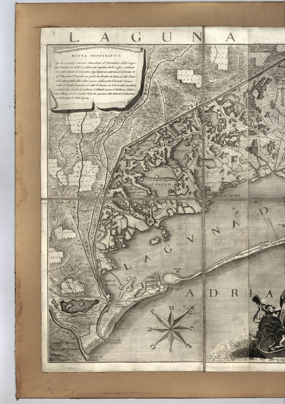 (N:494) LAGUNA VENETA. MAPPA TOPOGRAFICA IN CUI A VENTI, E MISURE DIMOSTRASI IL CIRCONDARIO DELLA LAGUNA VENETA, CON TUTTE, LE ADDIACENTI RESPETIVE VALLI IN ESSA CONTENUTE. (B0012841, B0012842, B0012843, B12841-3) Carte e stampe antiche: riproduzione a colori su carta (formato A1)