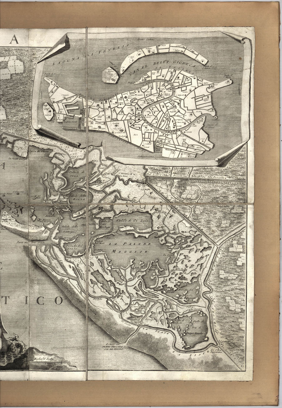 (N:494) LAGUNA VENETA. MAPPA TOPOGRAFICA IN CUI A VENTI, E MISURE DIMOSTRASI IL CIRCONDARIO DELLA LAGUNA VENETA, CON TUTTE, LE ADDIACENTI RESPETIVE VALLI IN ESSA CONTENUTE. (B0012841, B0012842, B0012843, B12841-3) Carte e stampe antiche: riproduzione a colori su carta (formato A1)