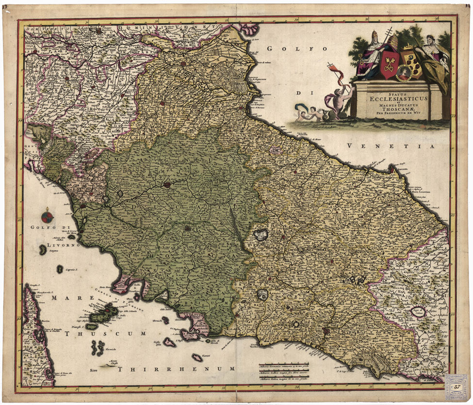 (N:9446) STATUS ECCLESIASTICUS ET MAGNUS DUCATUS THOSCANAE... (Stato Ecclesiastico - Toscana) (B0012915) Carte e stampe antiche: riproduzione a colori su carta (formato A1)
