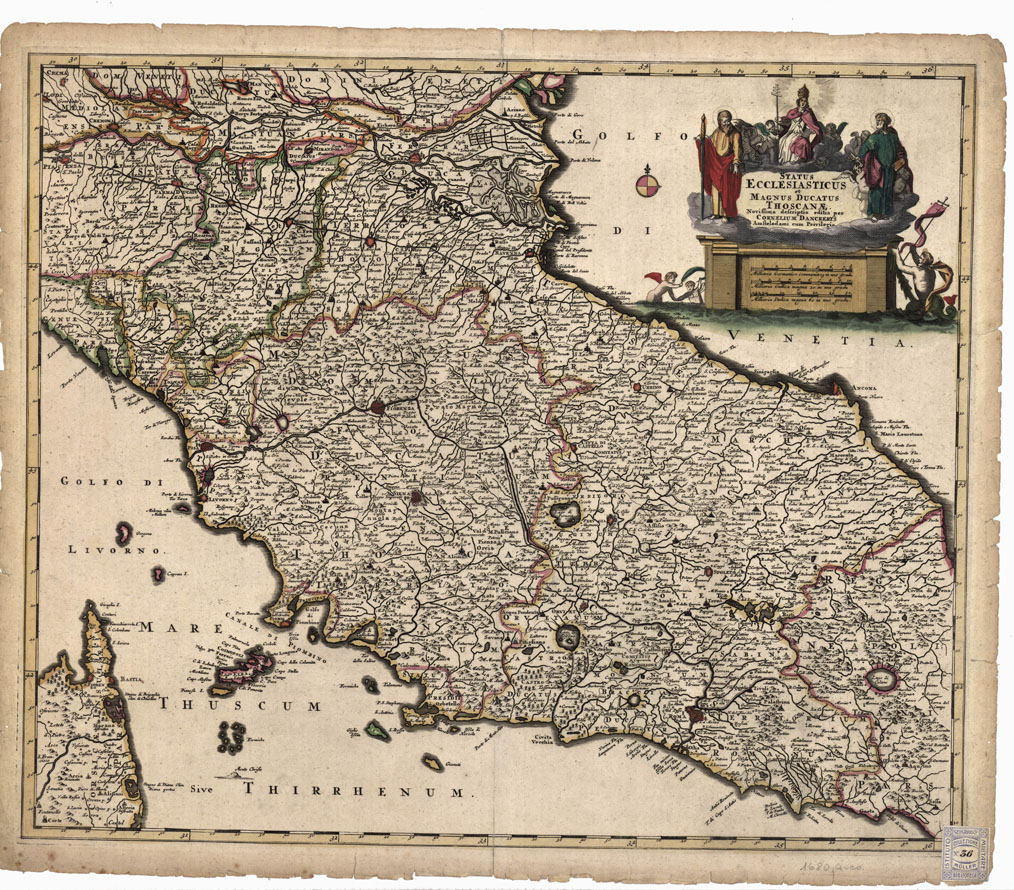 (N:9452) STATUS ECCLESIASTICUS ET MAGNUS DUCATUS THOSCANAE NOVISSIMA DESCRIPTIO PER CORNELIUM DANCKERTS AMSTELODAMI CUM PRIVILEGIO - Stato Ecclesiastico e Granducato di Toscana (B0012920) Carte e stampe antiche: riproduzione a colori su carta (formato A1)
