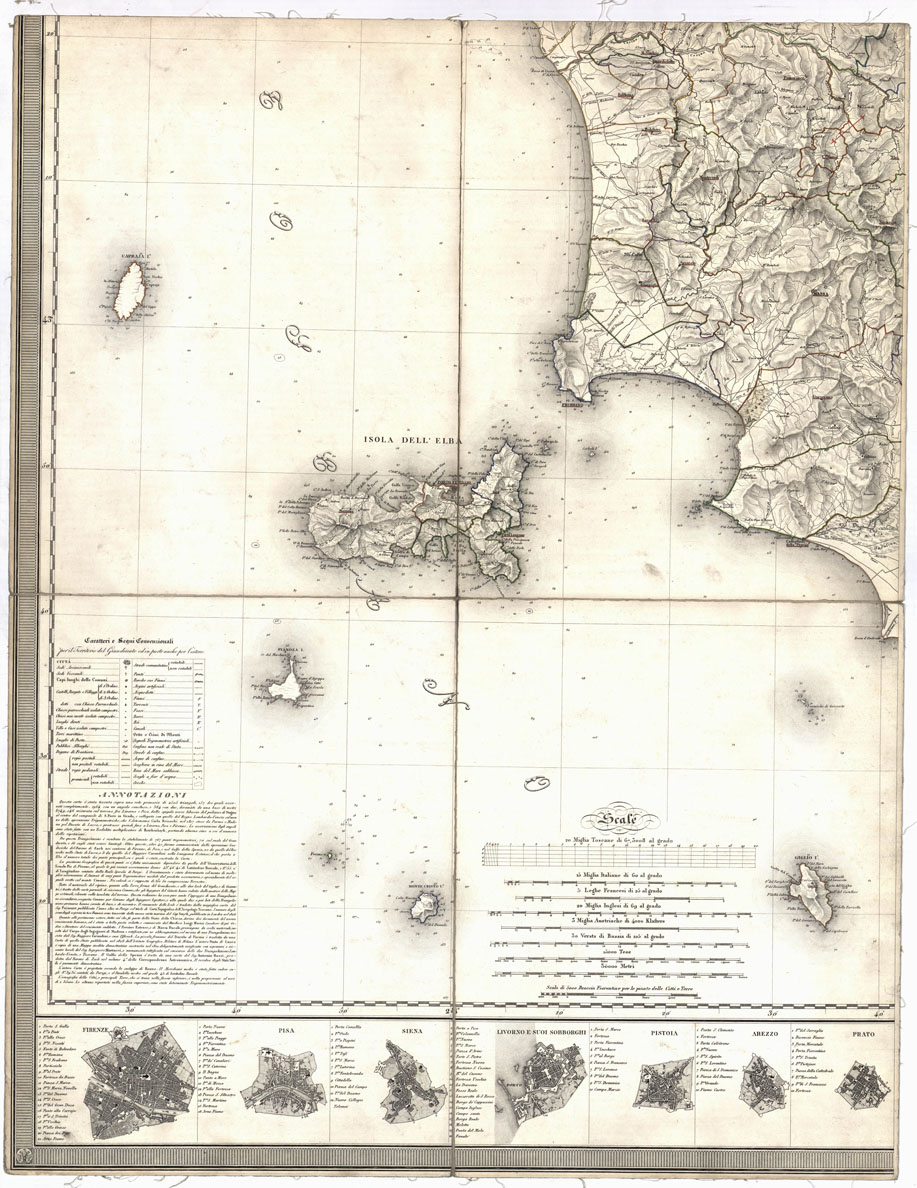 (N:15670) CARTA GEOMETRICA DELLA TOSCANA RICAVATA DAL VERO NELLA PROPORZIONE DI 1:200.000 E DEDICATA A S. A. I. E R. LEOPOLDO II, ECC., DA ECC., GIOVANNI INGHIRAMI. FIRENZE  - Foglio 3 (B0012921) Carte e stampe antiche: riproduzione a colori su carta (formato A1)
