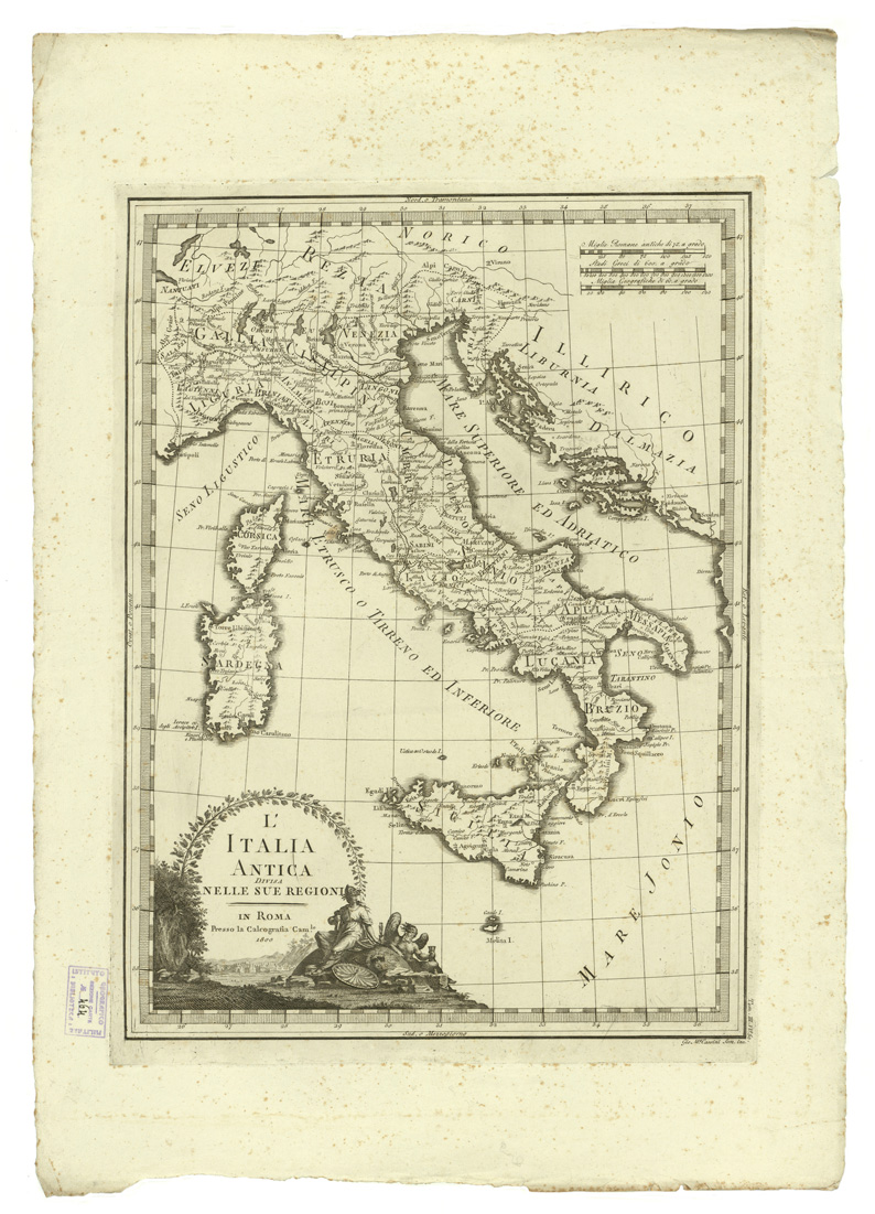 (N:8221) CARTE ANTICHE PROVENIENTI DALLA CALCOGRAFIA CAMERALE DI ROMA - L'ITALIA ANTICA DIVISA NELLE SUE REGIONI - Tomo III n. 50 (B0013161) Carte e stampe antiche: riproduzione a colori su carta (formato A1)