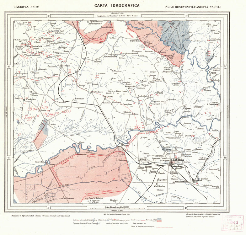 (N:1103) CARTA IDROGRAFICA DEL REGNO D'ITALIA - Foglio 172 - Caserta (B0013434) Carte e stampe antiche: riproduzione a colori su carta (formato A1)