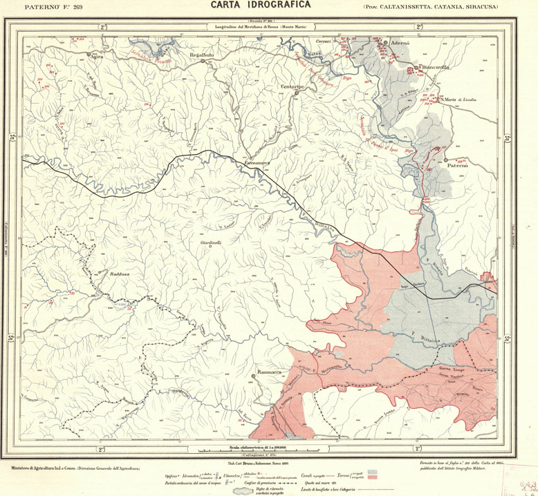 (N:715) CARTA IDROGRAFICA DEL REGNO D'ITALIA - Foglio 269 - Patern (B0013504) Carte e stampe antiche: riproduzione a colori su carta (formato A1)