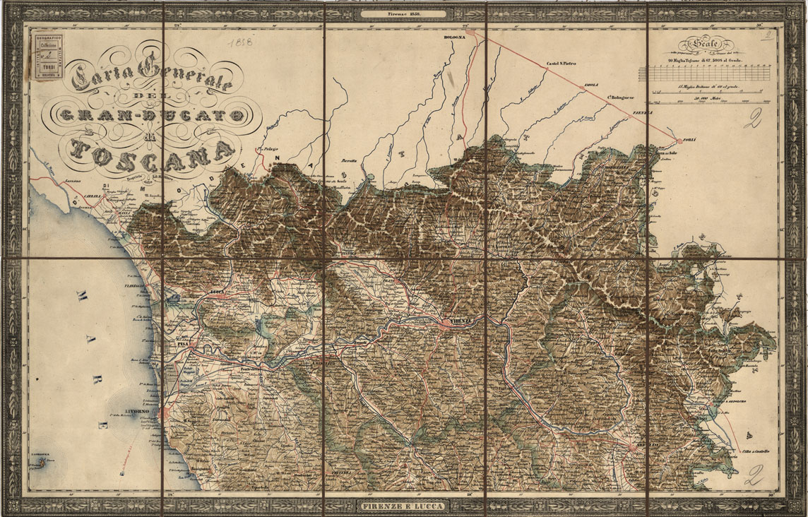 (N:8122) CARTA GENERALE DEL GRANDUCATO DI TOSCANA - Coll. Tordi n.2 - Parte Nord (B0013725) Carte e stampe antiche: riproduzione a colori su carta (formato A1)