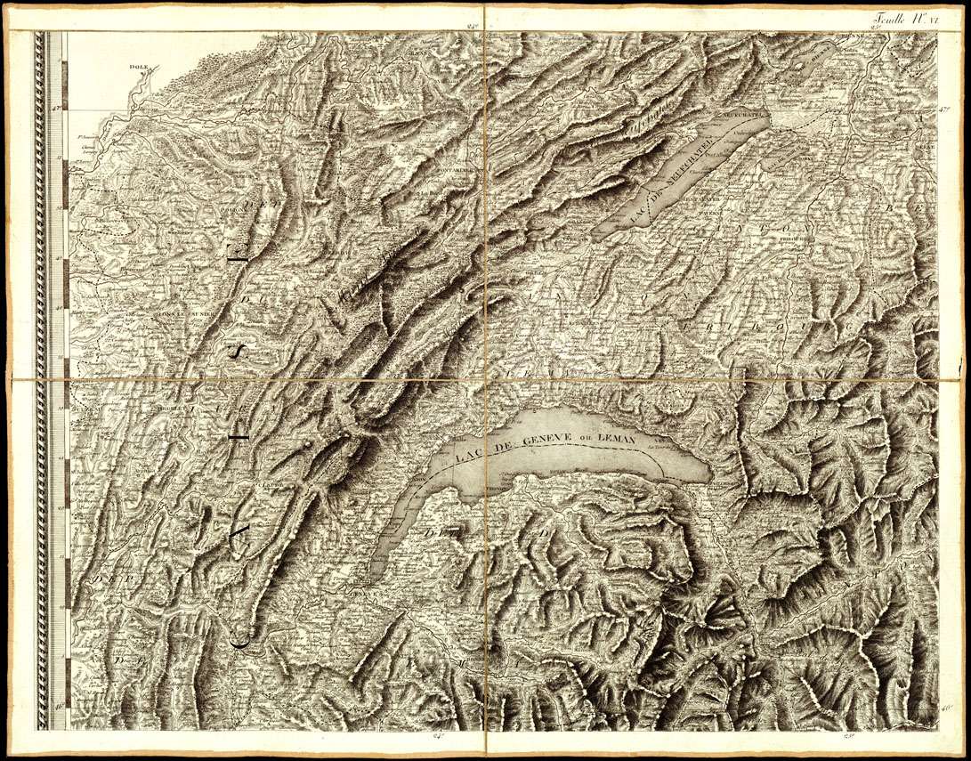 (N:990) CARTE GENERALE DU THEATRE DE LA GUERRE EN ITALIE ET DANS LES ALPES...(Carta Generale del teatro della guerra in Italia...) - Foglio 6 - Ginevra, Berna (B0013824) Carte e stampe antiche: riproduzione a colori su carta (formato A1)