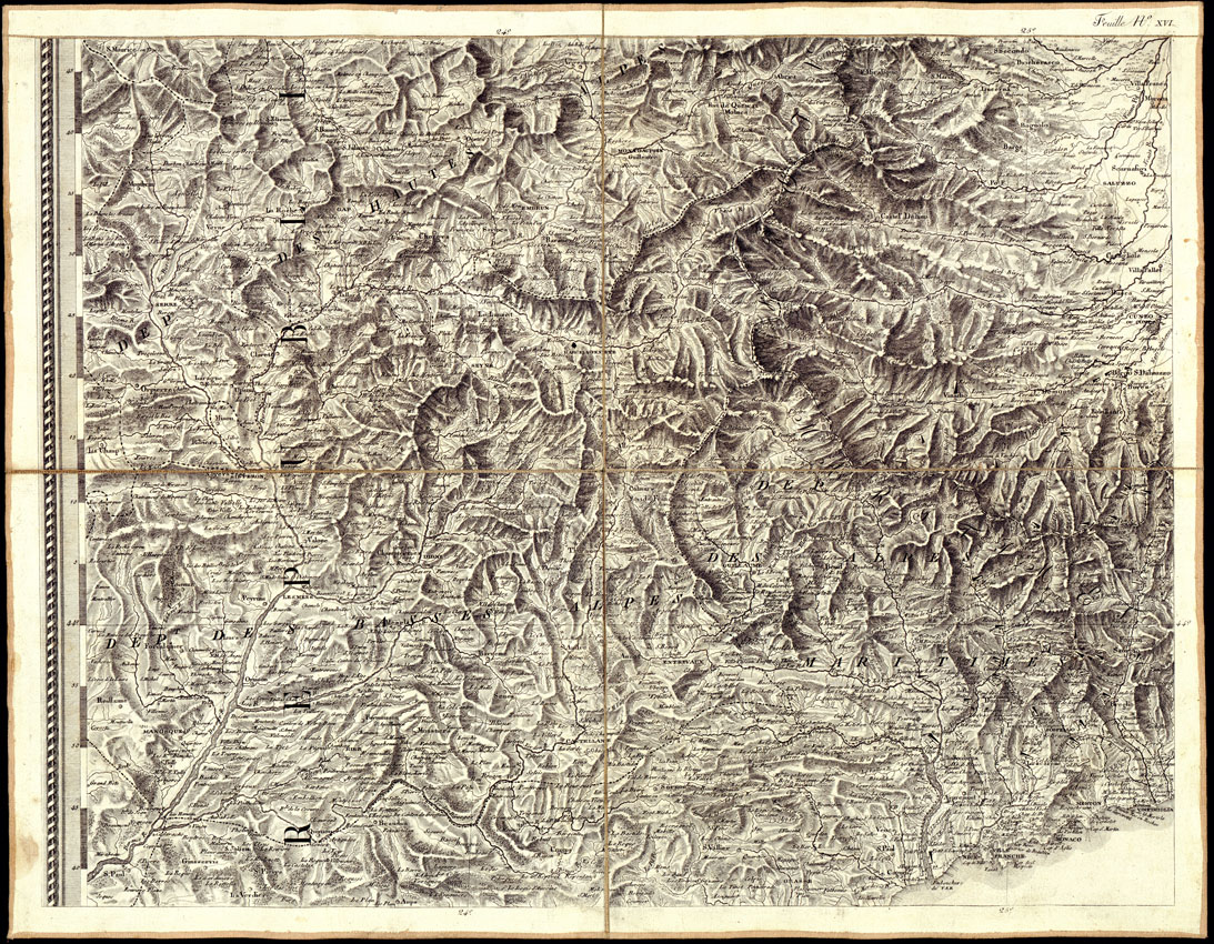(N:980) CARTE GENERALE DU THEATRE DE LA GUERRE EN ITALIE ET DANS LES ALPES...(Carta Generale del teatro della guerra in Italia...) - Foglio 16 - Cuneo, Nizza (B0013834) Carte e stampe antiche: riproduzione a colori su carta (formato A1)