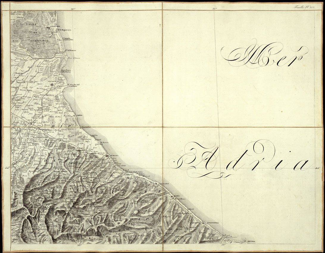 (N:977) CARTE GENERALE DU THEATRE DE LA GUERRE EN ITALIE ET DANS LES ALPES...(Carta Generale del teatro della guerra in Italia...) - Foglio 19 - Ravenna, Pesaro, Forl (B0013837) Carte e stampe antiche: riproduzione a colori su carta (formato A1)