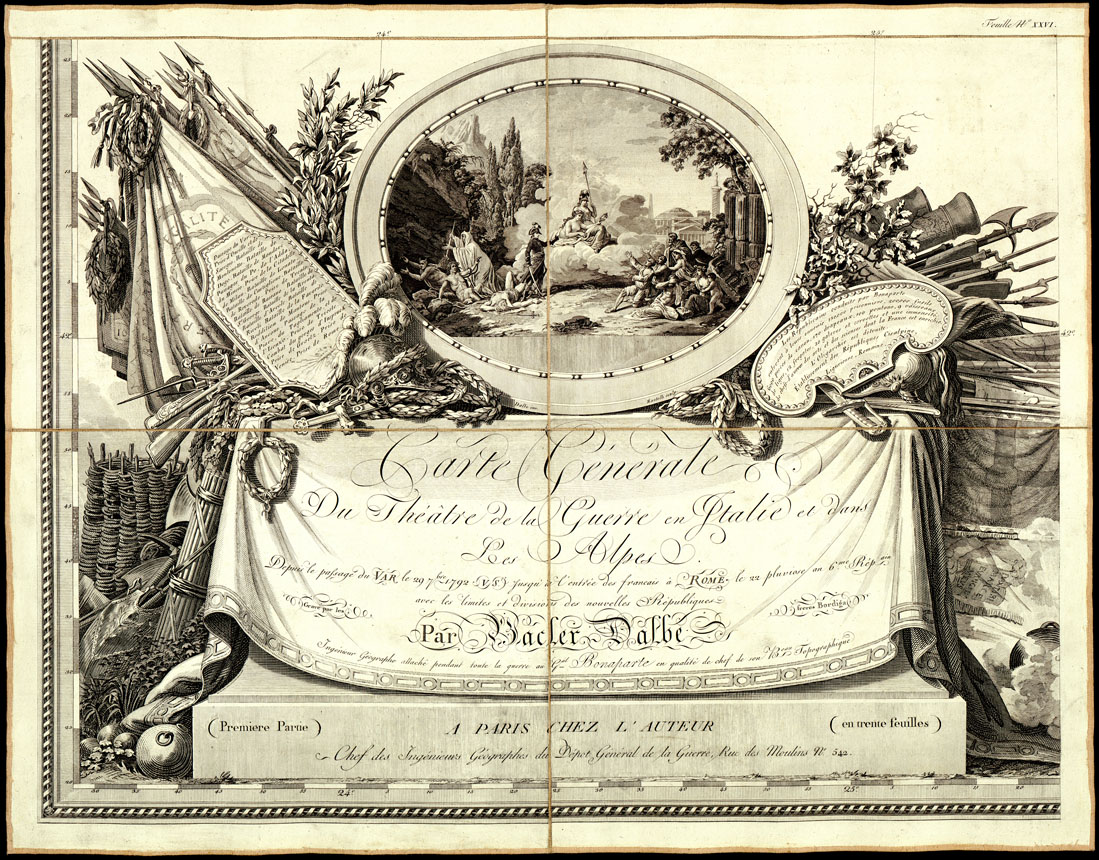 (N:969) CARTE GENERALE DU THEATRE DE LA GUERRE EN ITALIE ET DANS LES ALPES...(Carta Generale del teatro della guerra in Italia...) - Foglio 26 - Titolo (B0013844) Carte e stampe antiche: riproduzione a colori su carta (formato A1)