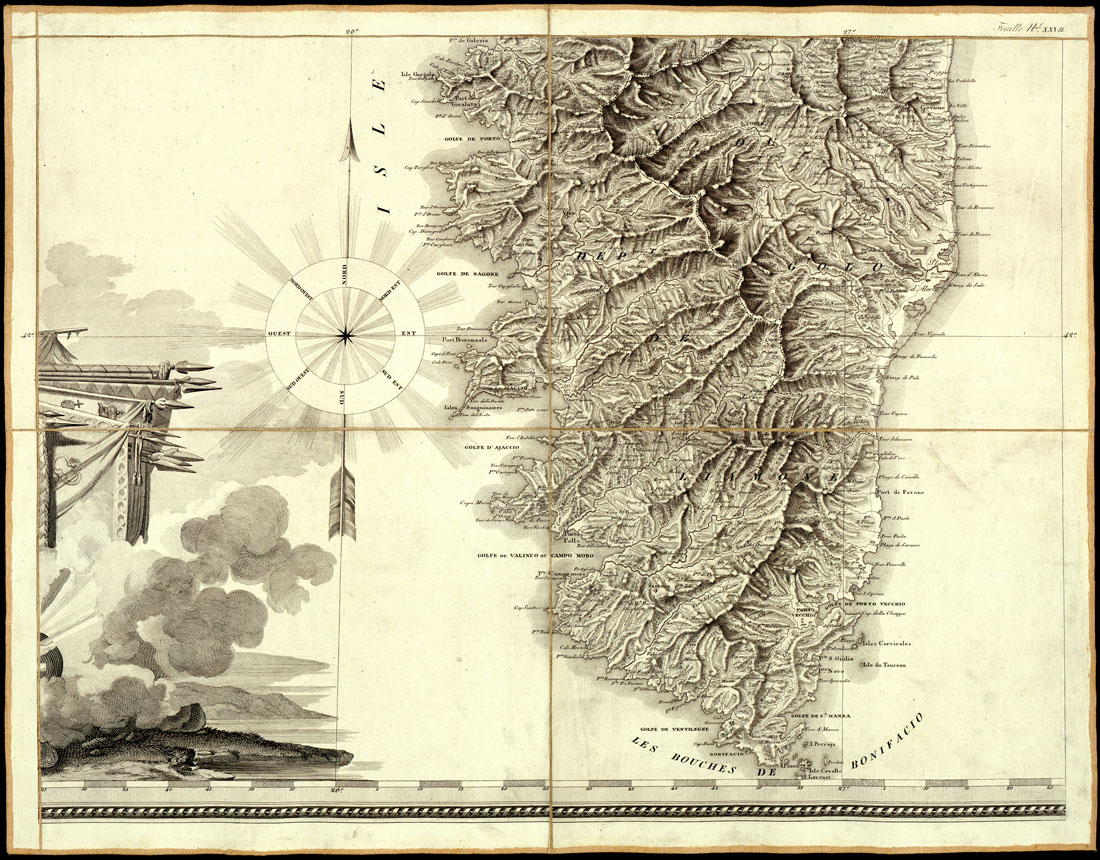 (N:968) CARTE GENERALE DU THEATRE DE LA GUERRE EN ITALIE ET DANS LES ALPES...(Carta Generale del teatro della guerra in Italia...) - Foglio 27 - Corsica meridionale (B0013845) Carte e stampe antiche: riproduzione a colori su carta (formato A1)