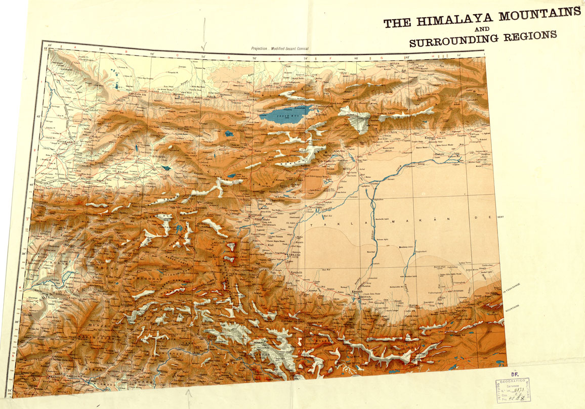 (N:16761) CINA -THE HIMALAYA MOUNTAINS AND SURRONDING REGIONS - Foglio 1 (B0013920) Carte e stampe antiche: riproduzione a colori su carta (formato A1)
