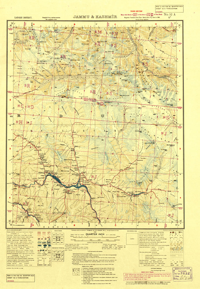 (N:16777) JAMMU & KASHMIR - K2 F No.52.A (B0013949) Carte e stampe antiche: riproduzione a colori su carta (formato A1)