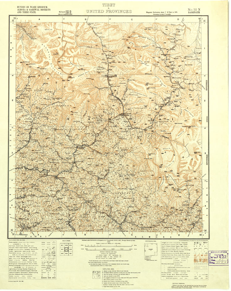 (N:16778) TIBET & UNITED PROVINCES - BADRINAT F No.53.N (B0013950) Carte e stampe antiche: riproduzione a colori su carta (formato A1)