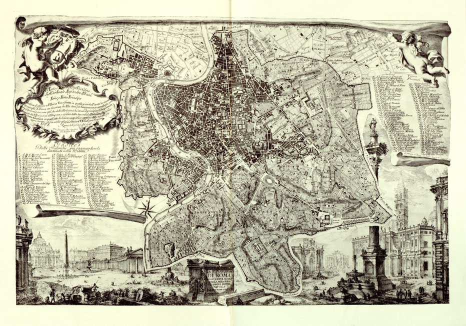 (N:36751) RIPRODUZIONE DEL 1932 DELLA  PIANTA DI ROMA  AL TEMPO DI BENEDETTO XIV DI GIAMBATTISTA NOLLI - RIDUZIONE (B0014073) Carte e stampe antiche: riproduzione a colori su carta (formato A1)