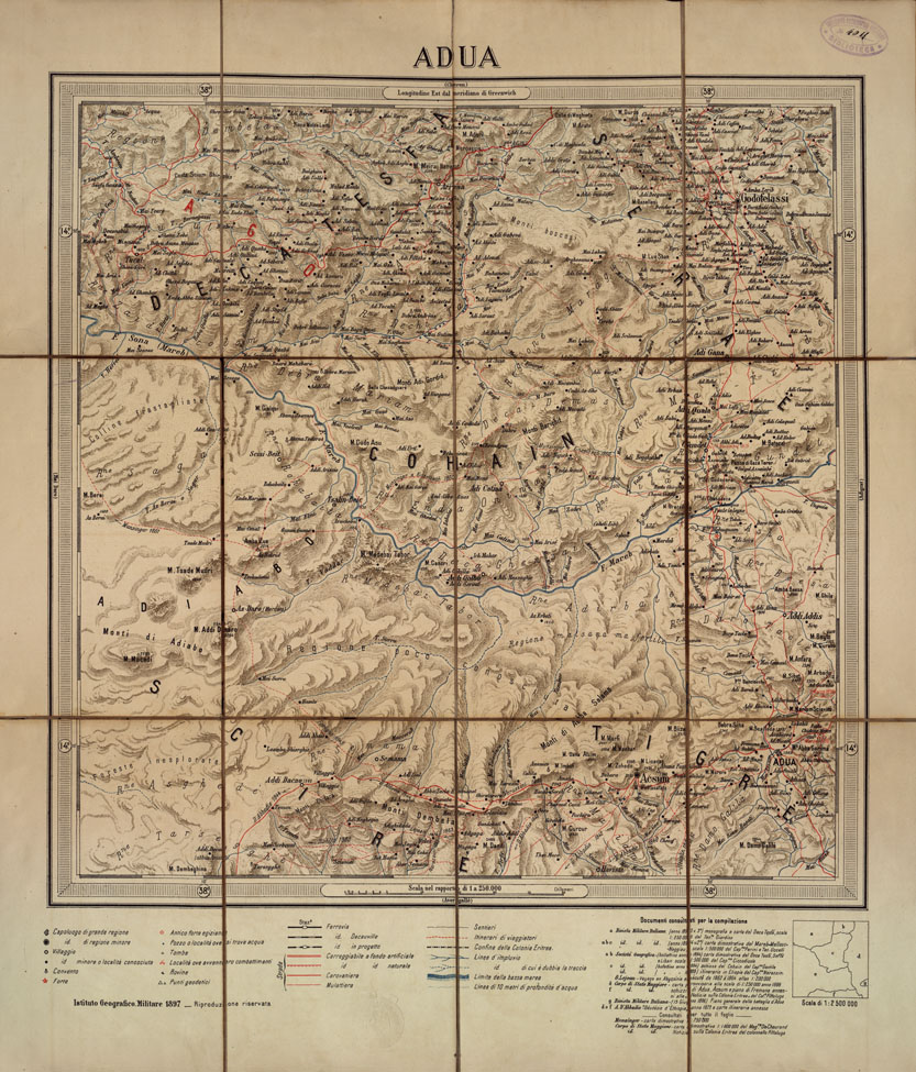 (N:16678) CARTA DELLA COLONIA ERITREA IN 8 FOGLI - Foglio 6 ADUA (B0014131) Carte e stampe antiche: riproduzione a colori su carta (formato A1)