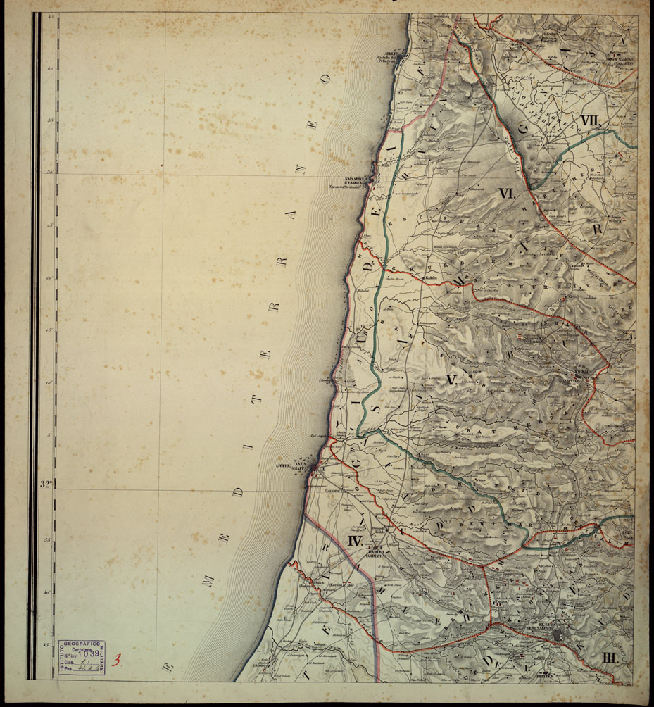 (N:17020) CARTA BIBLICA E STORICA DELLA PALESTINA ANTICA E MODERNA Foglio 3 (B0014235) Carte e stampe antiche: riproduzione a colori su carta (formato A1)