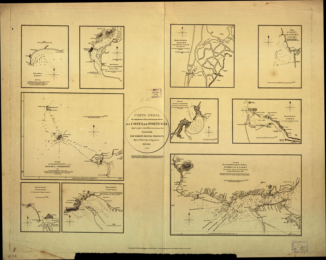 (N:17586) CARTA REDUZIDA DA COSTA DE PORTUGAL DESDE CABO SILLEIRO ATHE' A' BARRA DE HUELBA (B0014421) Carte e stampe antiche: riproduzione a colori su carta (formato A1)