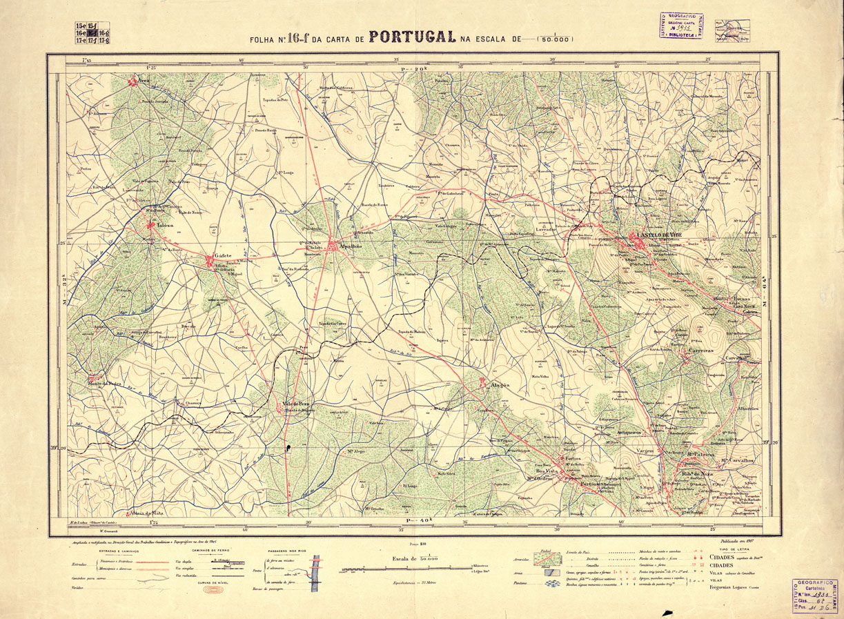 (N:17690) CARTA DE PORTUGAL - Foglio 16-f (B0014499) Carte e stampe antiche: riproduzione a colori su carta (formato A1)