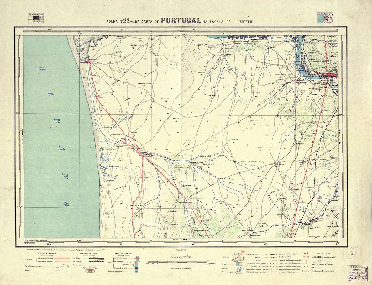 (N:17721) CARTA DE PORTUGAL - Foglio 22-c (B0014516) Carte e stampe antiche: riproduzione a colori su carta (formato A1)