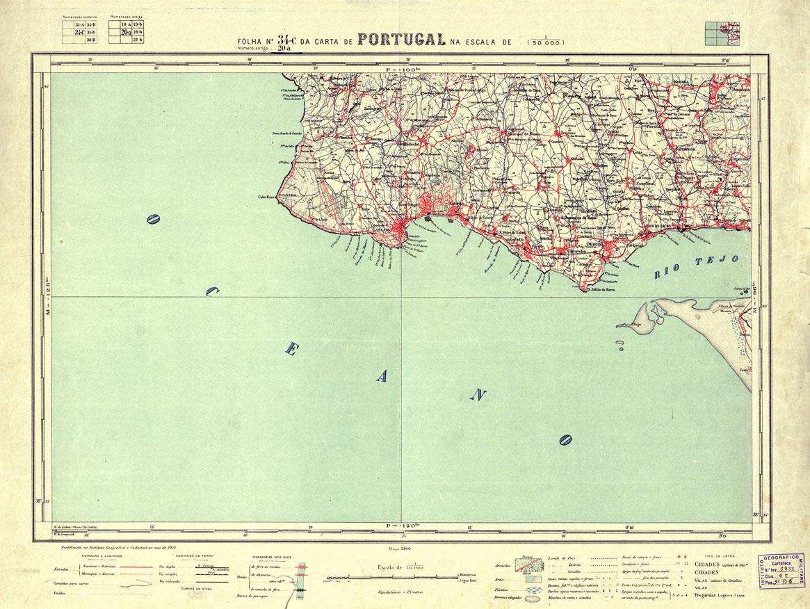 (N:17791) CARTA DE PORTUGAL - Foglio 34-c (B0014526) Carte e stampe antiche: riproduzione a colori su carta (formato A1)