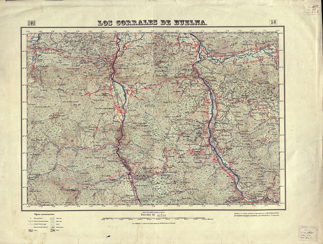 (N:18051) MAPA TOPOGRAFICO DE ESPANA - Los Corrales de Buelna - Foglio 58 (B0014554) Carte e stampe antiche: riproduzione a colori su carta (formato A1)