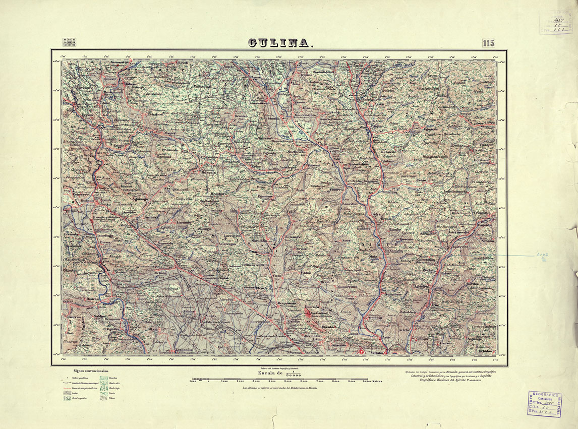 (N:18120) MAPA TOPOGRAFICO DE ESPANA - Gulina - Foglio 115 (B0014579) Carte e stampe antiche: riproduzione a colori su carta (formato A1)