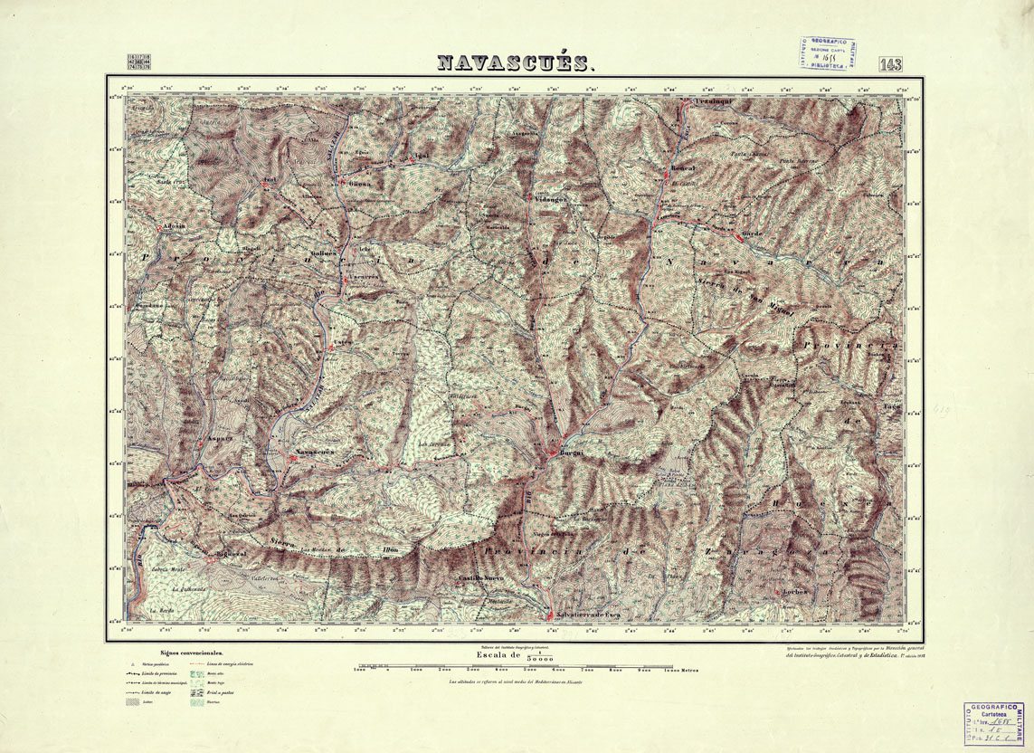 (N:18140) MAPA TOPOGRAFICO DE ESPANA - Navascues - Foglio 143 (B0014599) Carte e stampe antiche: riproduzione a colori su carta (formato A1)