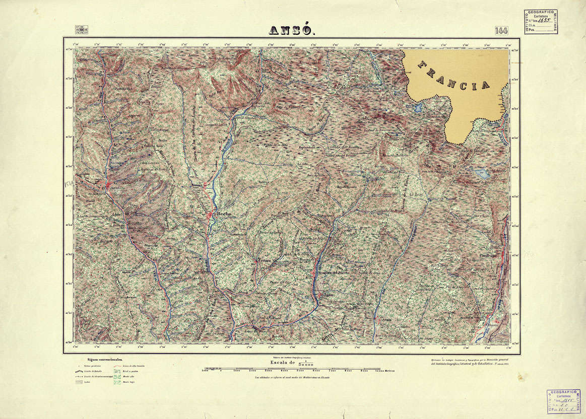 (N:18141) MAPA TOPOGRAFICO DE ESPANA - Anso - Foglio 144 (B0014600) Carte e stampe antiche: riproduzione a colori su carta (formato A1)
