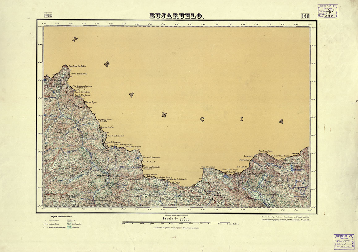 (N:18143) MAPA TOPOGRAFICO DE ESPANA - Bujaruelo - Foglio 146 (B0014602) Carte e stampe antiche: riproduzione a colori su carta (formato A1)