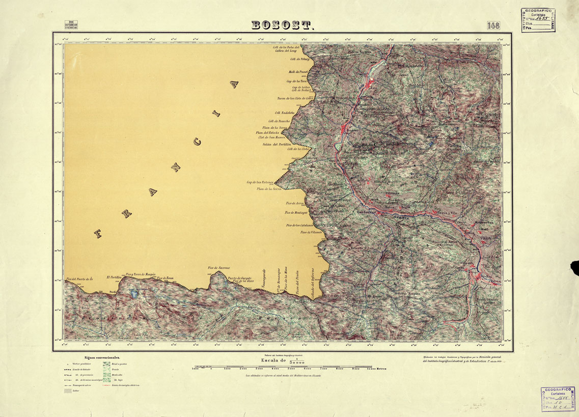 (N:18145) MAPA TOPOGRAFICO DE ESPANA - Bosost - Foglio 148 (B0014604) Carte e stampe antiche: riproduzione a colori su carta (formato A1)
