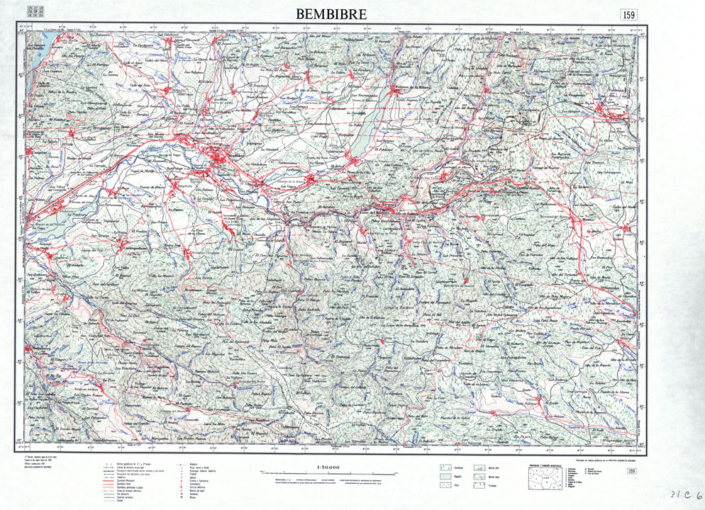 (N:18150) MAPA TOPOGRAFICO DE ESPANA - Bembibre - Foglio 159 (B0014609) Carte e stampe antiche: riproduzione a colori su carta (formato A1)