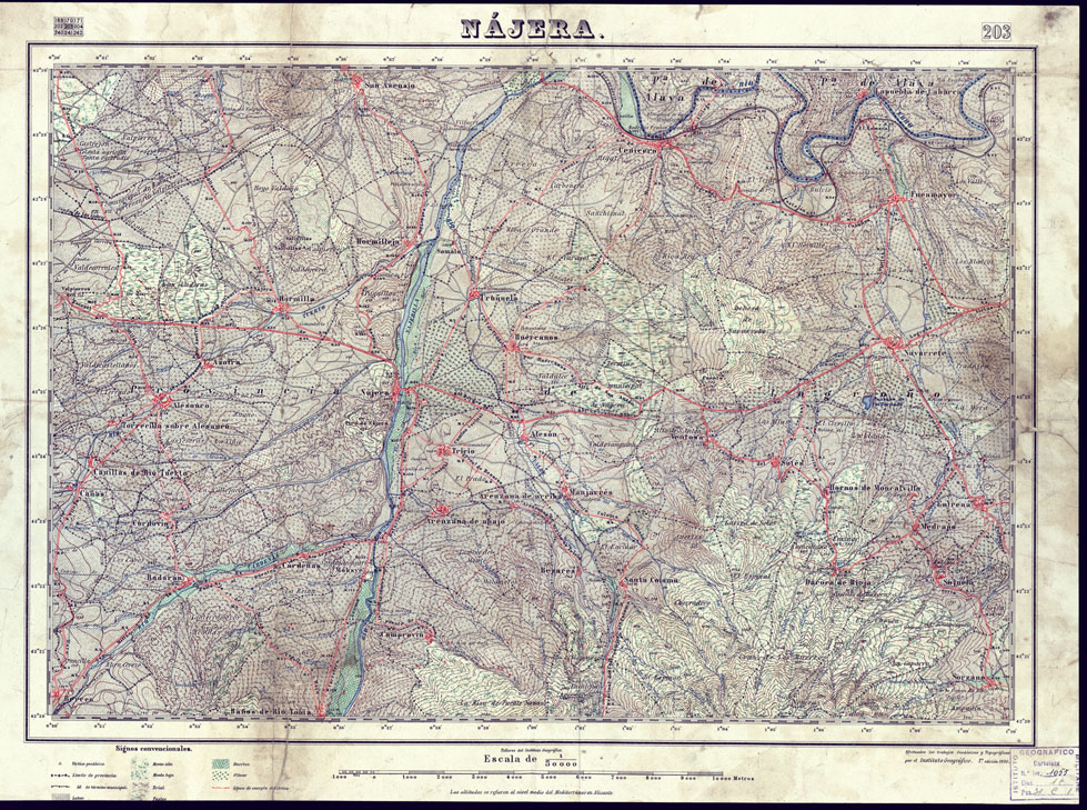 (N:18169) MAPA TOPOGRAFICO DE ESPANA - Najera - Foglio 203 (B0014647) Carte e stampe antiche: riproduzione a colori su carta (formato A1)