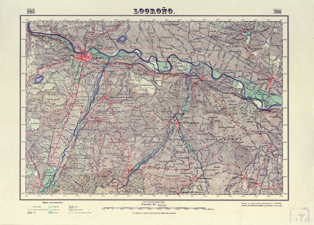 (N:18170) MAPA TOPOGRAFICO DE ESPANA - Logrono - Foglio 204 (B0014648) Carte e stampe antiche: riproduzione a colori su carta (formato A1)