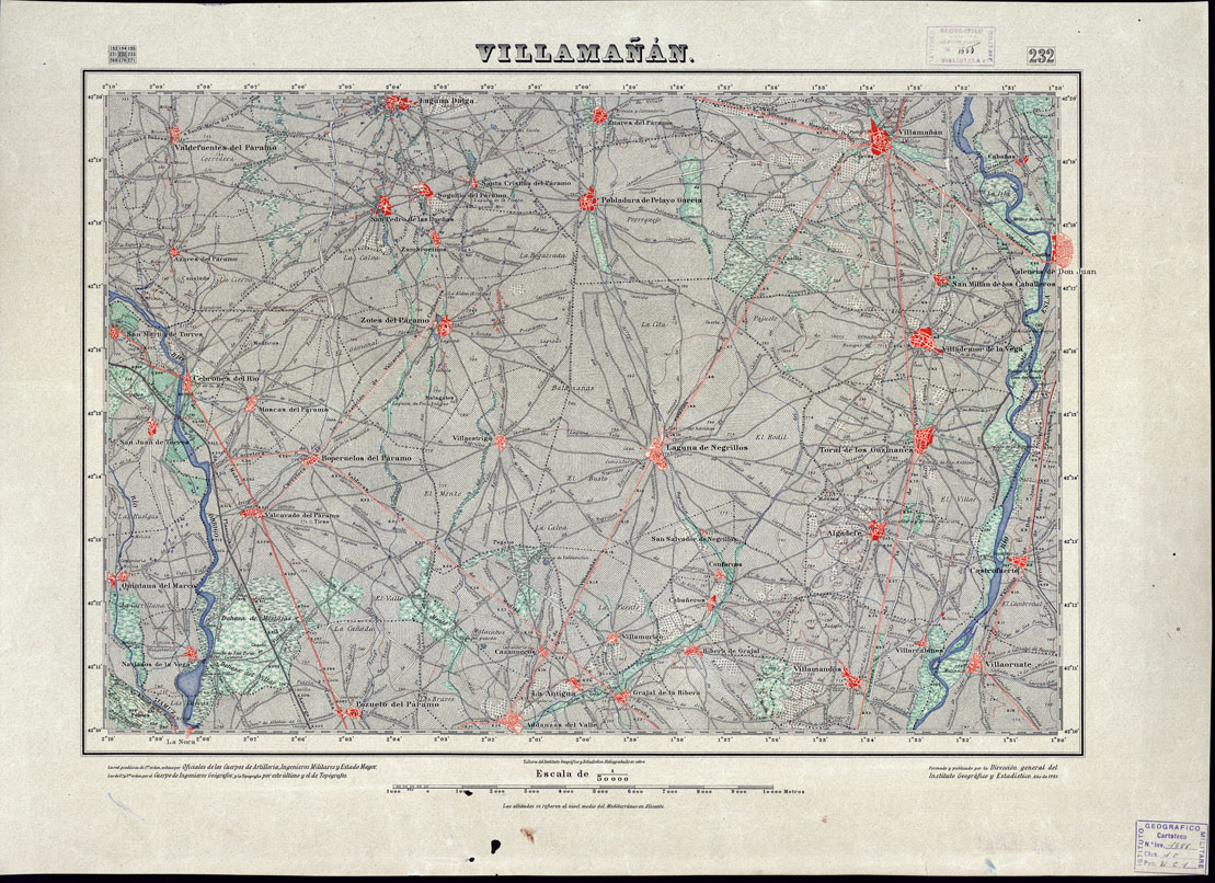 (N:18198) MAPA TOPOGRAFICO DE ESPANA - Villamanan - Foglio 232 (B0014669) Carte e stampe antiche: riproduzione a colori su carta (formato A1)