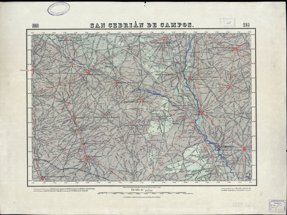(N:18208) MAPA TOPOGRAFICO DE ESPANA - San Cebrian de Campos - Foglio 235 (B0014672) Carte e stampe antiche: riproduzione a colori su carta (formato A1)