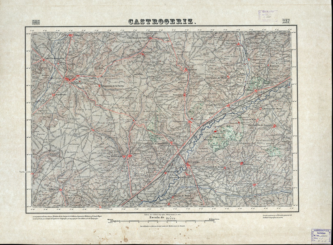 (N:18210) MAPA TOPOGRAFICO DE ESPANA - Castrogeriz - Foglio 237 (B0014674) Carte e stampe antiche: riproduzione a colori su carta (formato A1)