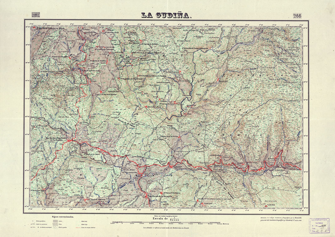 (N:18251) MAPA TOPOGRAFICO DE ESPANA - La Gudina - Foglio 266 (B0014697) Carte e stampe antiche: riproduzione a colori su carta (formato A1)