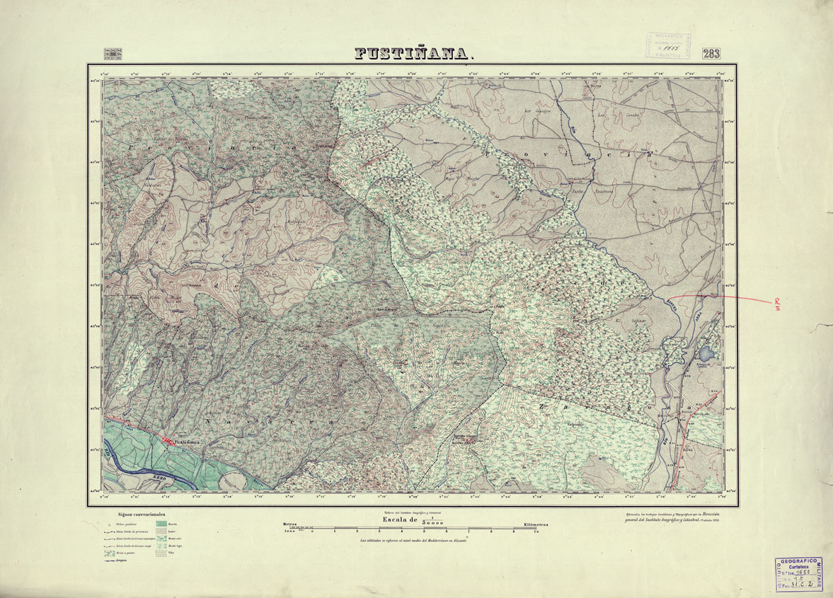 (N:18264) MAPA TOPOGRAFICO DE ESPANA - Fustinana - Foglio 283 (B0014710) Carte e stampe antiche: riproduzione a colori su carta (formato A1)