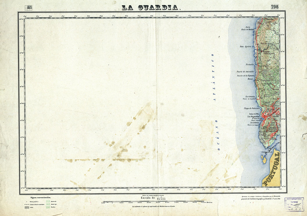 (N:18278) MAPA TOPOGRAFICO DE ESPANA - La Guardia - Foglio 298 (B0014724) Carte e stampe antiche: riproduzione a colori su carta (formato A1)