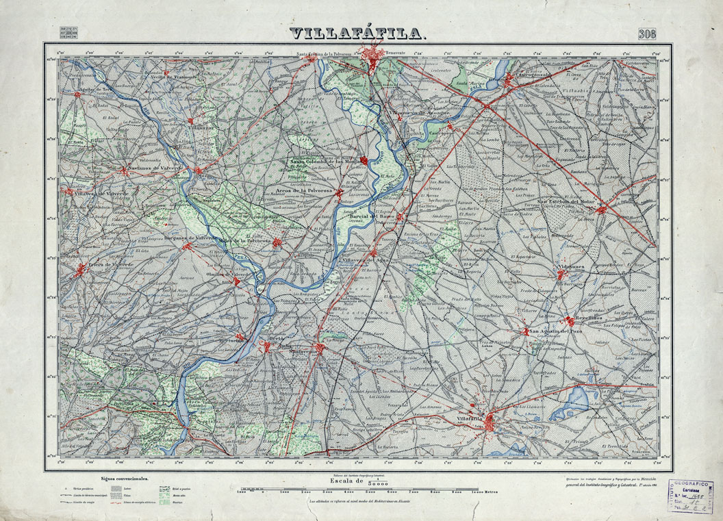 (N:18285) MAPA TOPOGRAFICO DE ESPANA - Villafafila - Foglio 308 (B0014731) Carte e stampe antiche: riproduzione a colori su carta (formato A1)