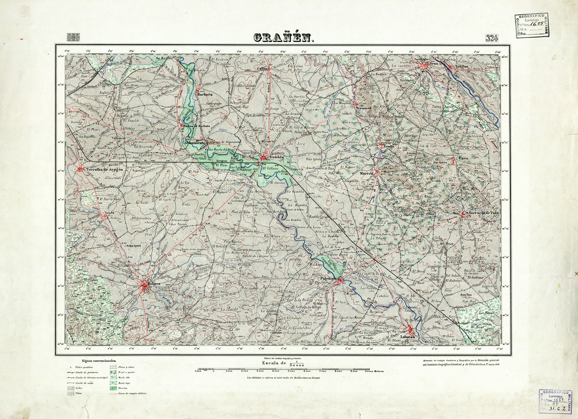 (N:18301) MAPA TOPOGRAFICO DE ESPANA - Granen - Foglio 1933 (B0014747) Carte e stampe antiche: riproduzione a colori su carta (formato A1)