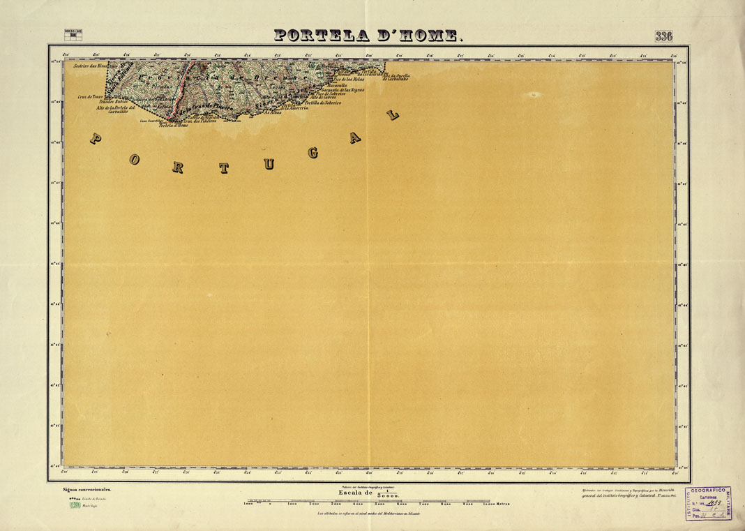 (N:18314) MAPA TOPOGRAFICO DE ESPANA - Portela D'Home - Foglio 336 (B0014760) Carte e stampe antiche: riproduzione a colori su carta (formato A1)