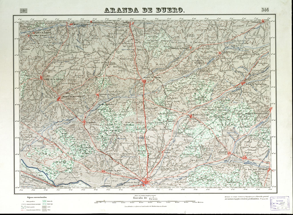 (N:18321) MAPA TOPOGRAFICO DE ESPANA - Aranda de Duero - Foglio 346 (B0014767) Carte e stampe antiche: riproduzione a colori su carta (formato A1)